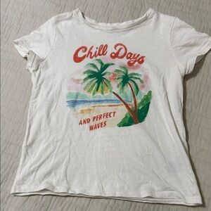 Old Navy Chill Days Kids T-Shirt - White with Colorful Print Size Medium 8